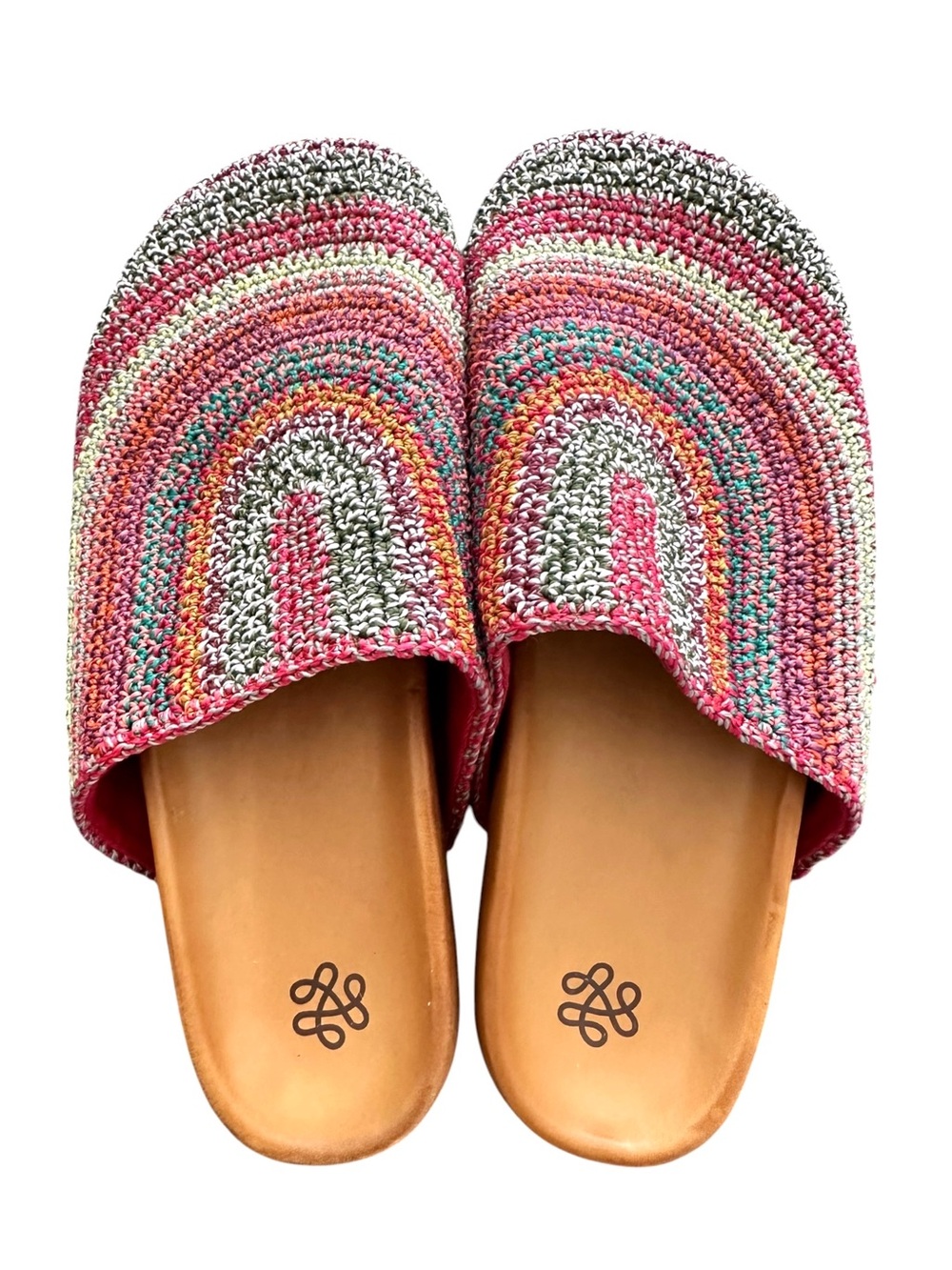 The Sak Bolinas Handwoven Multicolor Sunset Stripe Colorway Crochet Mules 10 - Picture 2 of 11